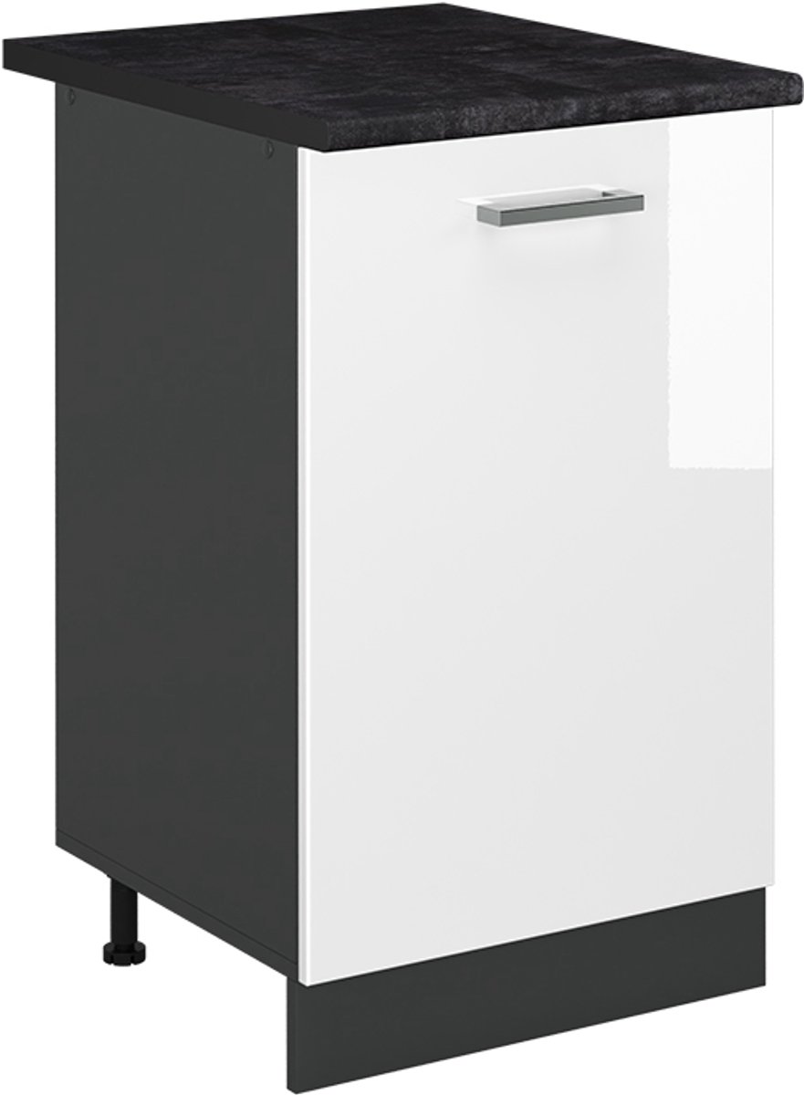 Vicco Keukenonderkast R-Line, Wit Hoogglans/Antraciet, 50 cm antraciet werkblad