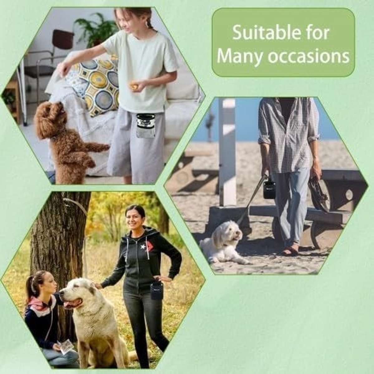 Honden Trainingset met Leash Clip, Handsfree Voedselzak en Snackzak voor Effectieve Hondenopleiding (Zwart, Camouflage)