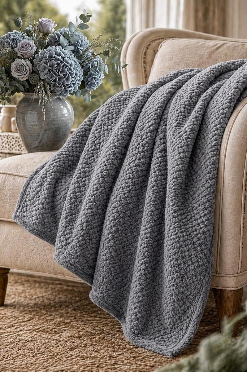 Fleecedeken - Plaid deken - Bank en bed - Ultrazachte wafelfluweel - 200 x 150 cm - Grijs