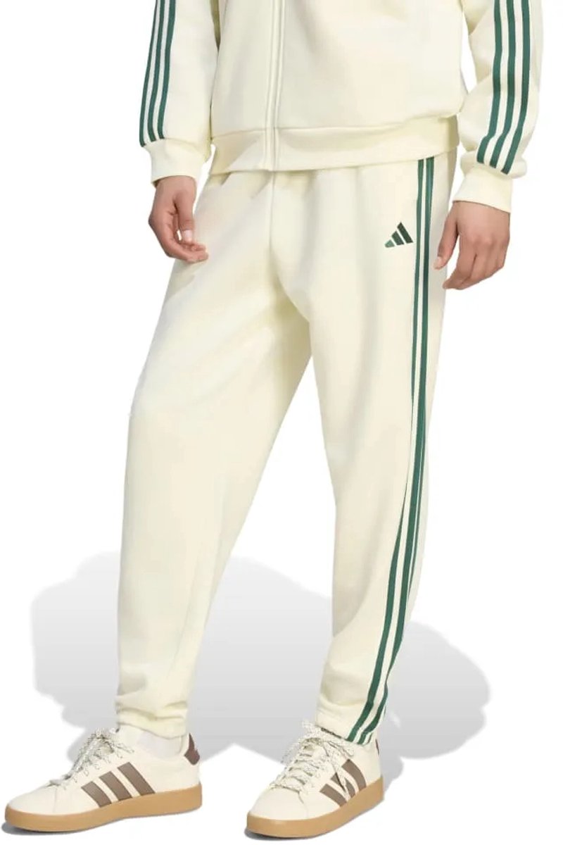 Adidas Essentials 3 Stripes Fleece Tapered Cuffed Joggers L Regular Man Groen