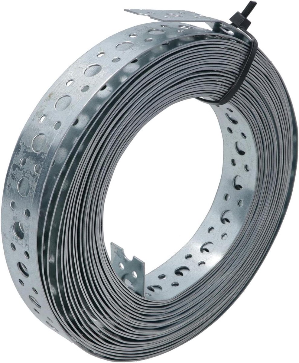 Gegalvaniseerde Band - Bevestigingsband Omsnoering - Algemene Constructie - Geperforeerde Strip - 25mm x 10m - Zilver