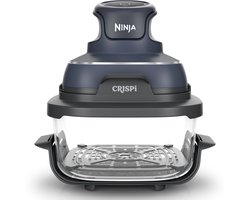 Ninja CRISPi 4-in-1 compact glazen kooksysteem - Airfryer, Roast, Recrisp, Keep Warm - Inclusief twee glazen schalen van 3.8L en 1.4L en bijpassende deksels - 2 Crisper-Plates - Blauw - FN101EUGY