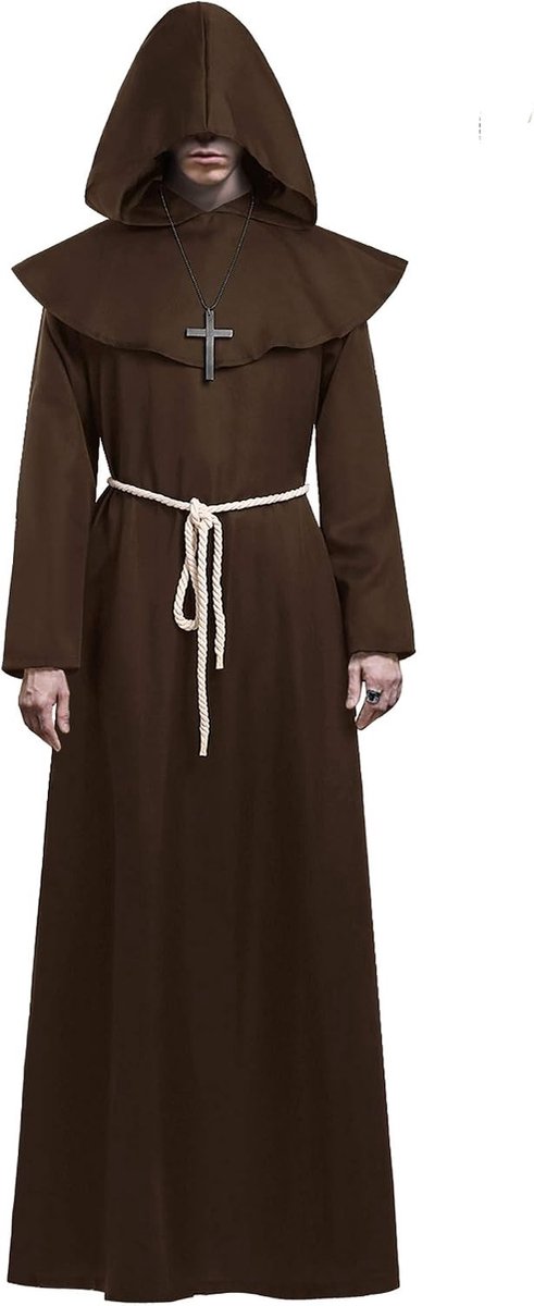 Middeleeuwse Monnik Kap, Zwarte Cape voor Renaissance Kostuum, Priester Robe voor Volwassenen, Perfect voor Halloween en Theatrale Optredens