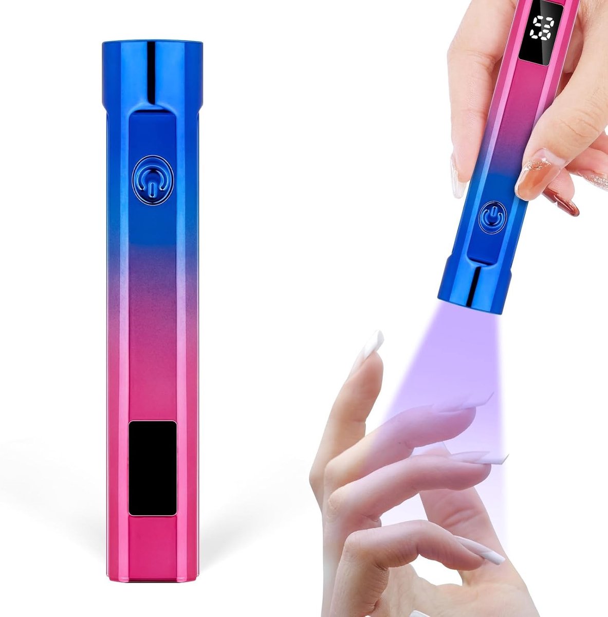 UV Nagellamp voor Gel Nagels, Draagbare Handheld UV Lamp met LED Scherm, Snelle Uitharding, Timer 10s 30s 60s, Mini Nageldroger met USB Plug, Perfect voor Thuisgebruik en Professionele Manicure
