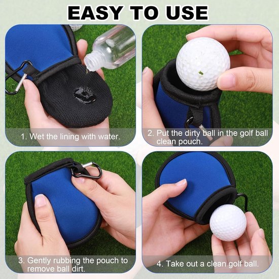 Compacte Waterdichte Golfbal Schoonmaakzak met Clips, Dubbel Laags Ontwerp, Ideaal voor Golfaccessoires en Cadeaus voor Mannen, Verkrijgbaar in 4 Kleuren — afbeelding 2