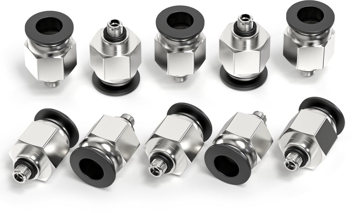 Pneumatische slangkoppelingen 6MM x M5 BSP - 10 stuks rechte buiskoppelingen - Push to connect - Eenvoudige installatie - ShopVlot