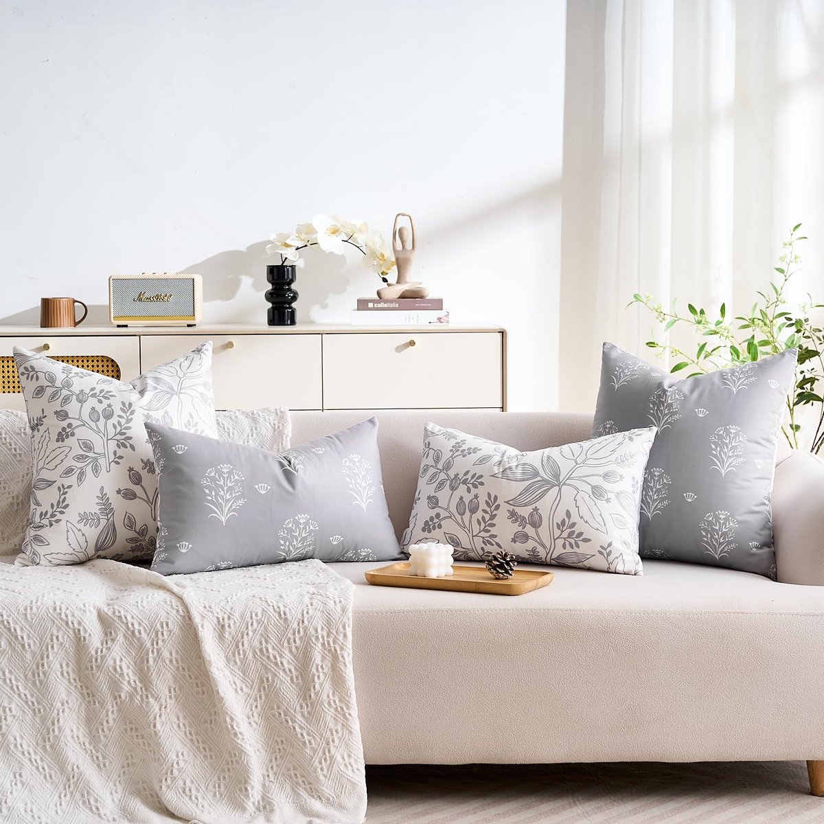 Kussenhoes 30 x 50 cm - Grijs - Omkeerbaar - Elegant en modern voor woonkamer - ShopVlot