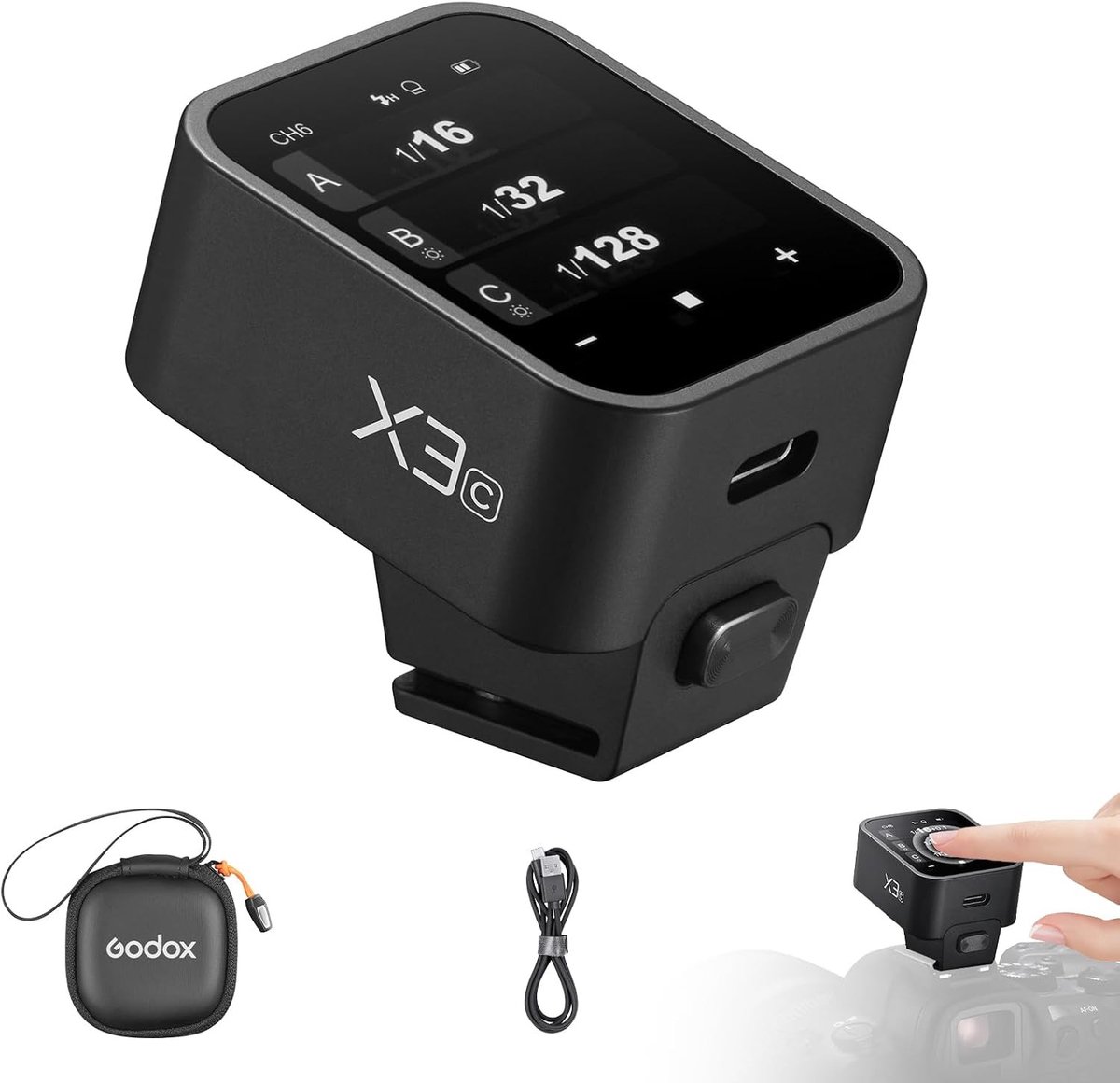 Draadloze Flitser met OLED Touchscreen voor Canon Camera, 2.4GHz, HSS TTL en Tcm Functie, Oplaadbare Batterij en Afstandsbediening