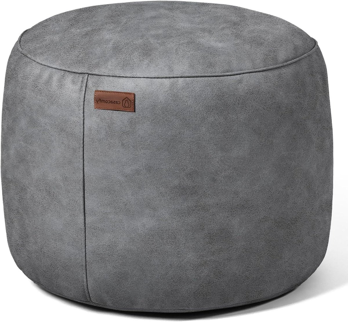 Ronde Poef - Voetenbank - Ontspannen Zitten - Luxe Lederlook - 45x45x40 cm - Wit