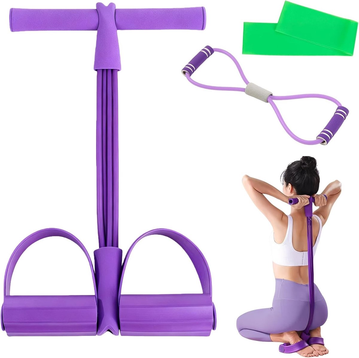 3-delig weerstandsset voor yoga en fitness met elastische banden voor krachttraining van buik, armen en benen