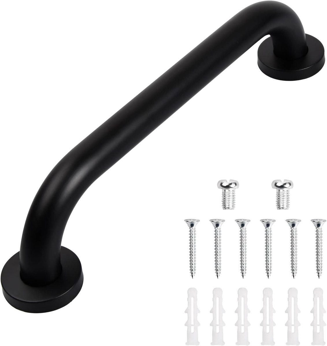 Veilige Douchehandgreep van RVS, Zwart, 30 cm, Voor Senioren, Tot 226 kg Belastbaar, Antislip en Duurzaam