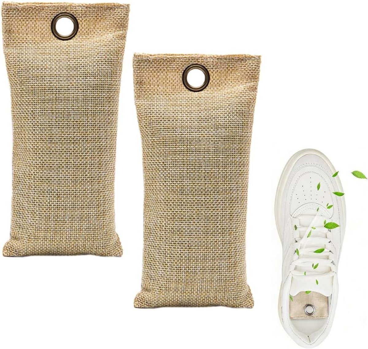 Effectieve schoenverfrisser met actieve bamboekool, 2 stuks voor langdurige geurabsorptie en frisheid in sportschoenen, werkschoenen en vrijetijdsschoenen
