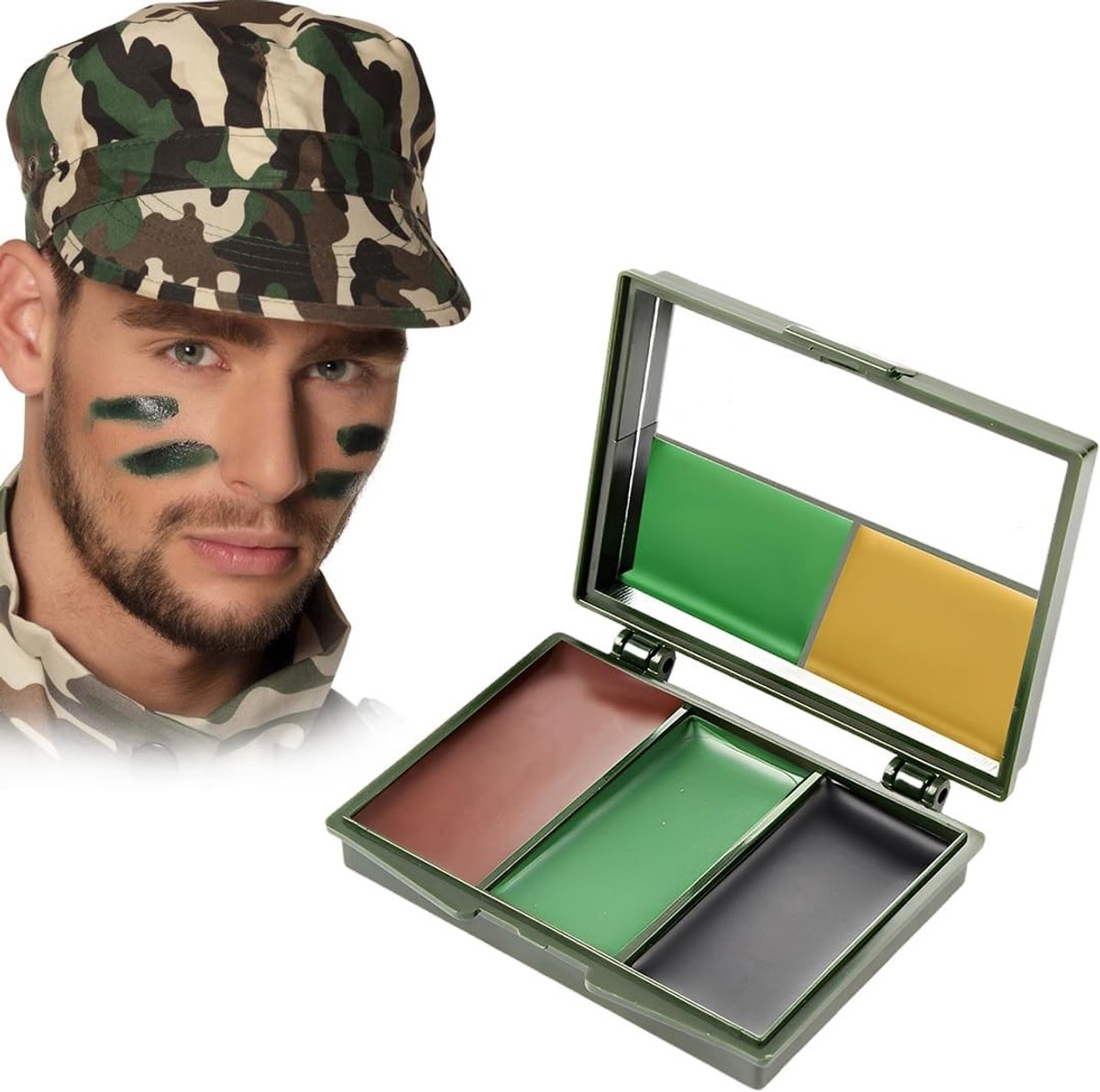 Vijf Kleuren Camouflage Crème voor Gezicht en Lichaam, Ideaal voor Jacht en Buitenactiviteiten, Eenvoudig aan te Brengen en Verwijderen