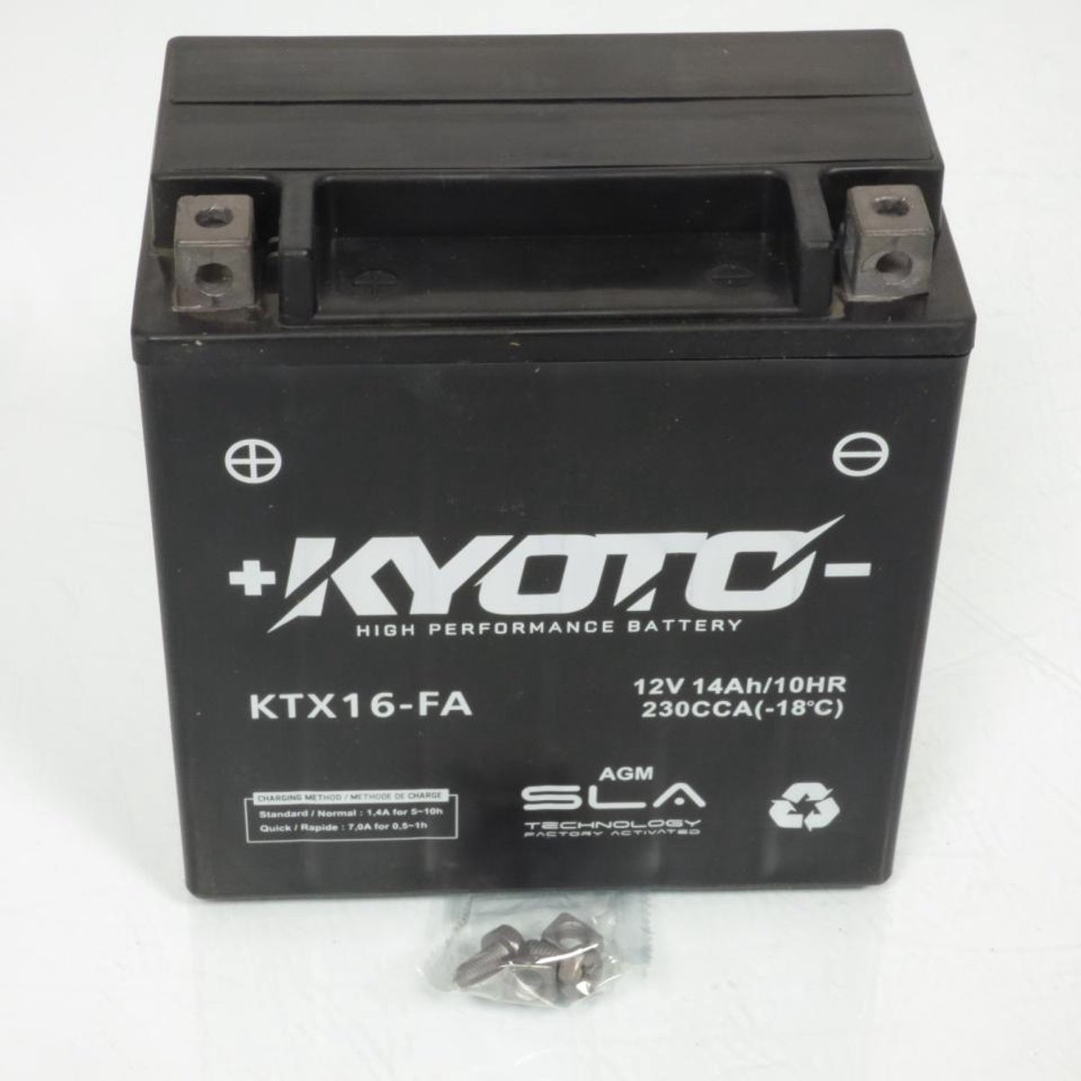 Batterie SLA Kyoto pour Moto Suzuki 1500 C Intruder 2005 à 2009 YTX16-BS / 12V 14Ah Neuf