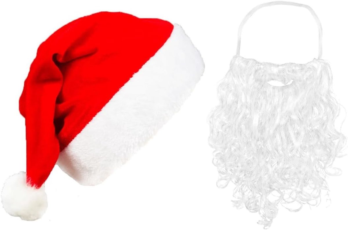 2-delige set met baard en kerstmanmuts voor feestelijke kostuums en cosplay, perfect voor kerstfeestjes en themafeesten