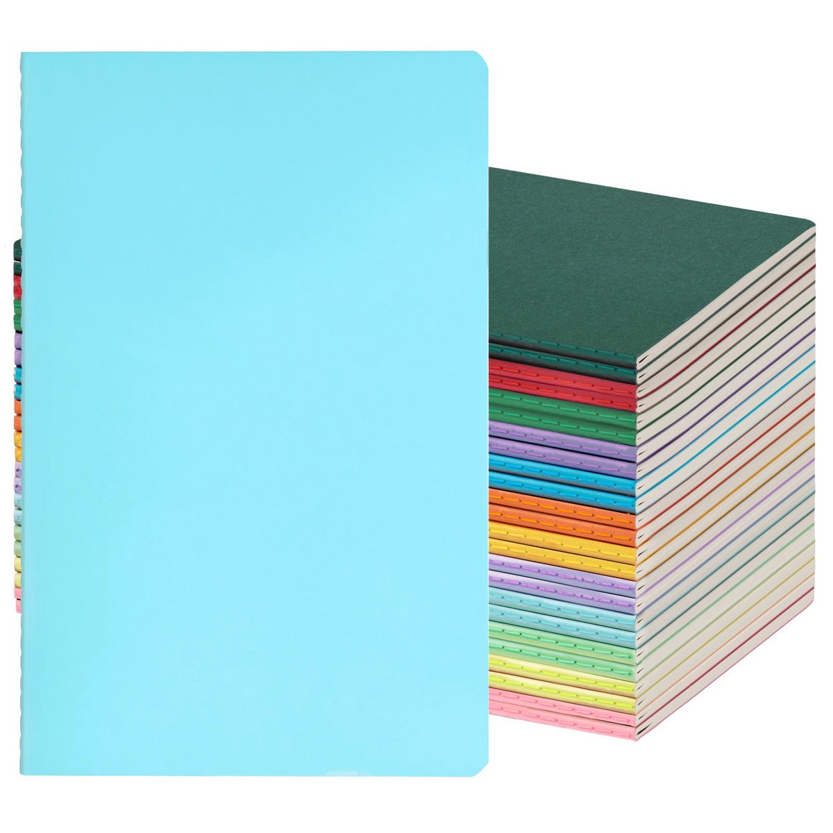 Notitieboeken A5 gelinieerd - 24 stuks in 12 kleuren - 7 mm gelinieerd - ideaal voor dagelijks gebruik - ShopVlot