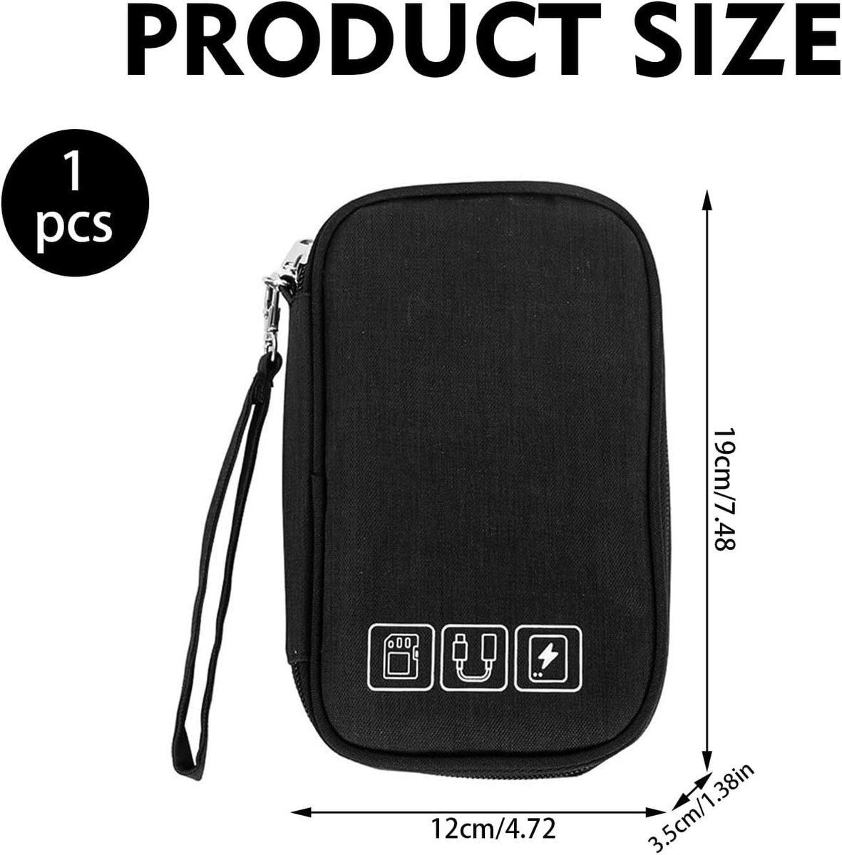 Kabelorganiser voor reizen, compacte tas voor opladers, powerbanks, USB-sticks en SD-kaarten, dubbel laags, waterdicht en eenvoudig mee te nemen