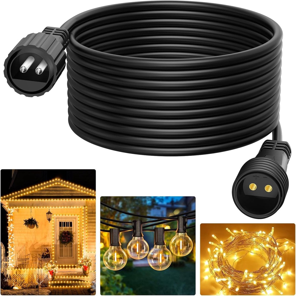 Lichtsnoer - Zwart - 6 m - Waterdichte Verlengkabel voor Buiten - Voor Decoratieve Verlichting