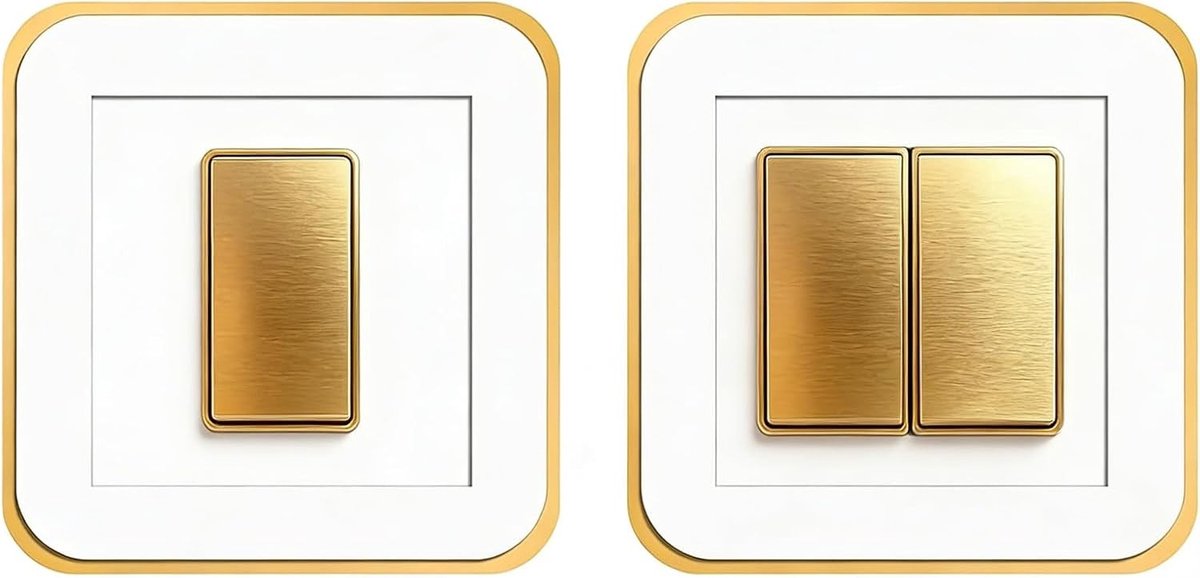 Decoratieve Surround Platen voor Lichtschakelaars - 2 Stuks vierkant, Acryl, Wit Goud, 86 x 86mm, Perfect voor Woonkamer en Slaapkamer