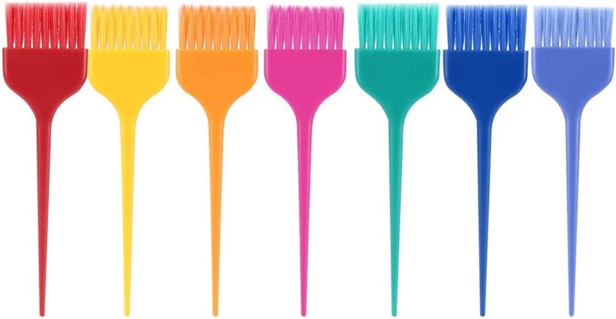 Kleurrijke Haarverfkwasten Set van 7 Stuks - Professionele Haarverf Tools voor Salon Kleurbehandelingen en Thuisgebruik