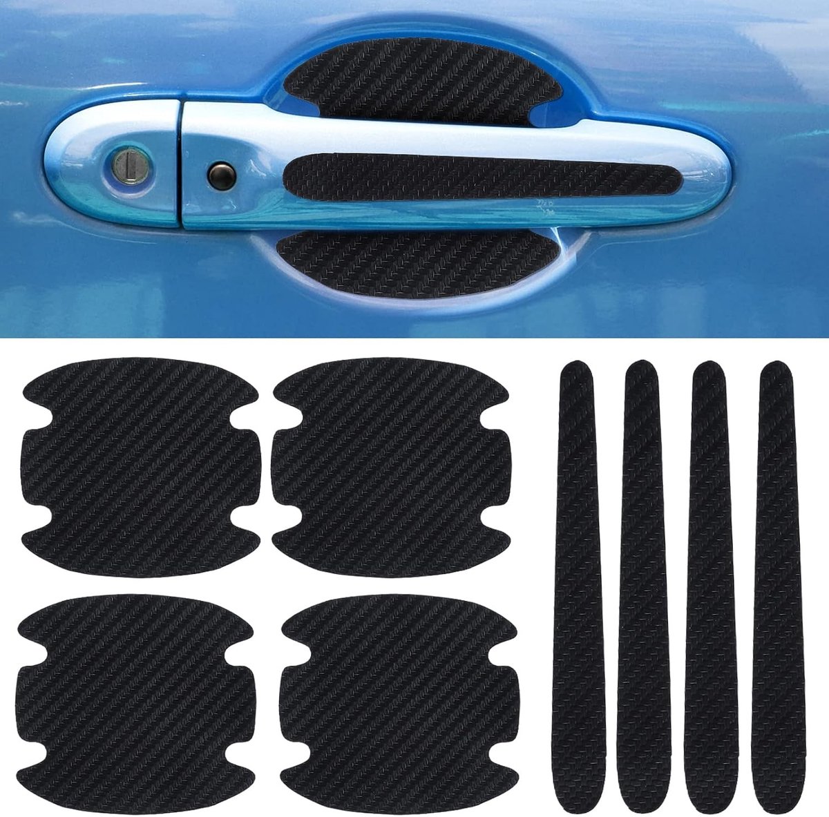 8-delige Beschermfolie voor Autodeuren - Krassenbestendige Carbon Fiber Film voor Optimale Bescherming