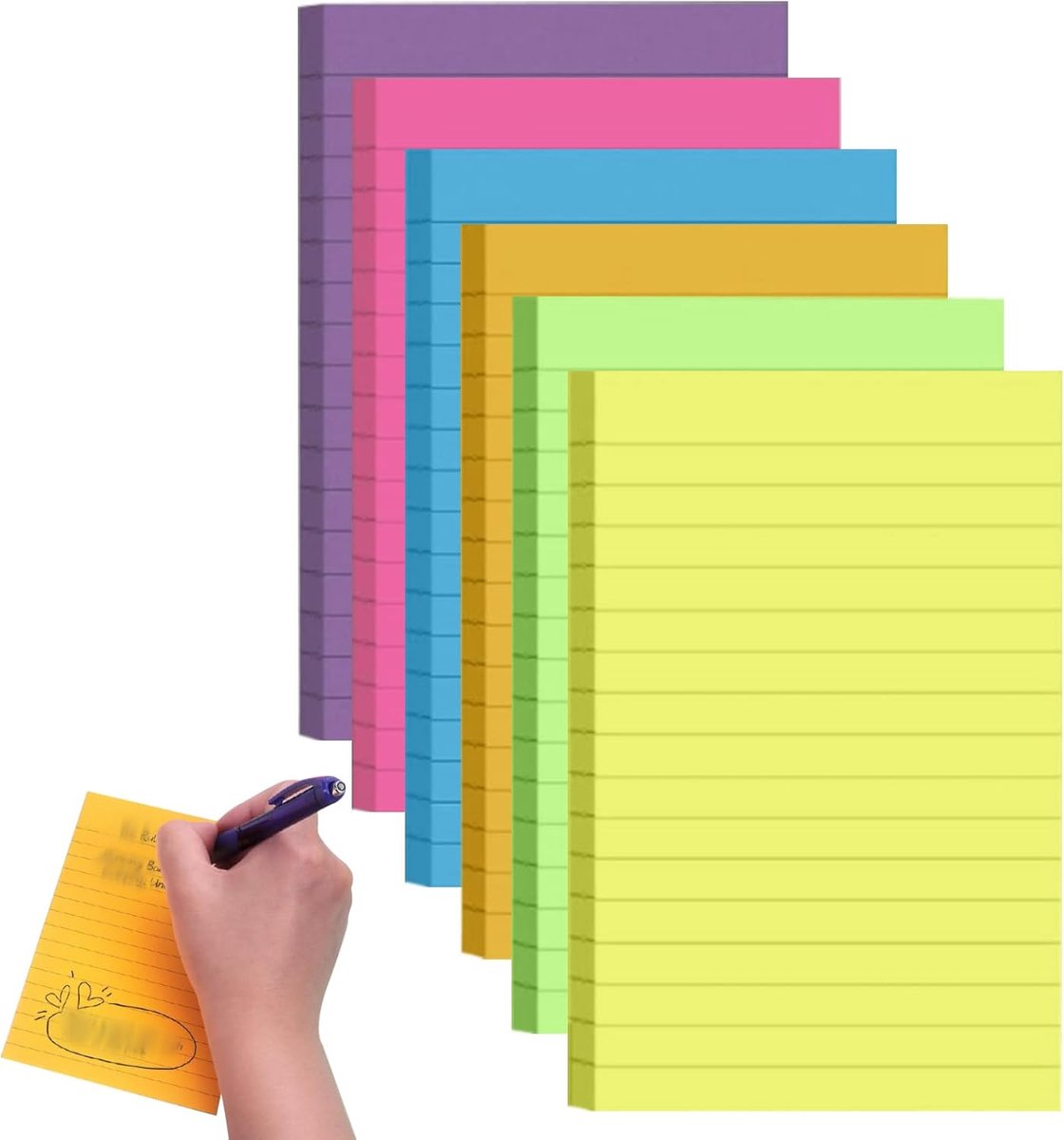 Zelfklevende notitieblaadjes 300 stuks - 150 x 100 mm - 6 kleuren - ideaal voor kantoor of thuis - ShopVlot