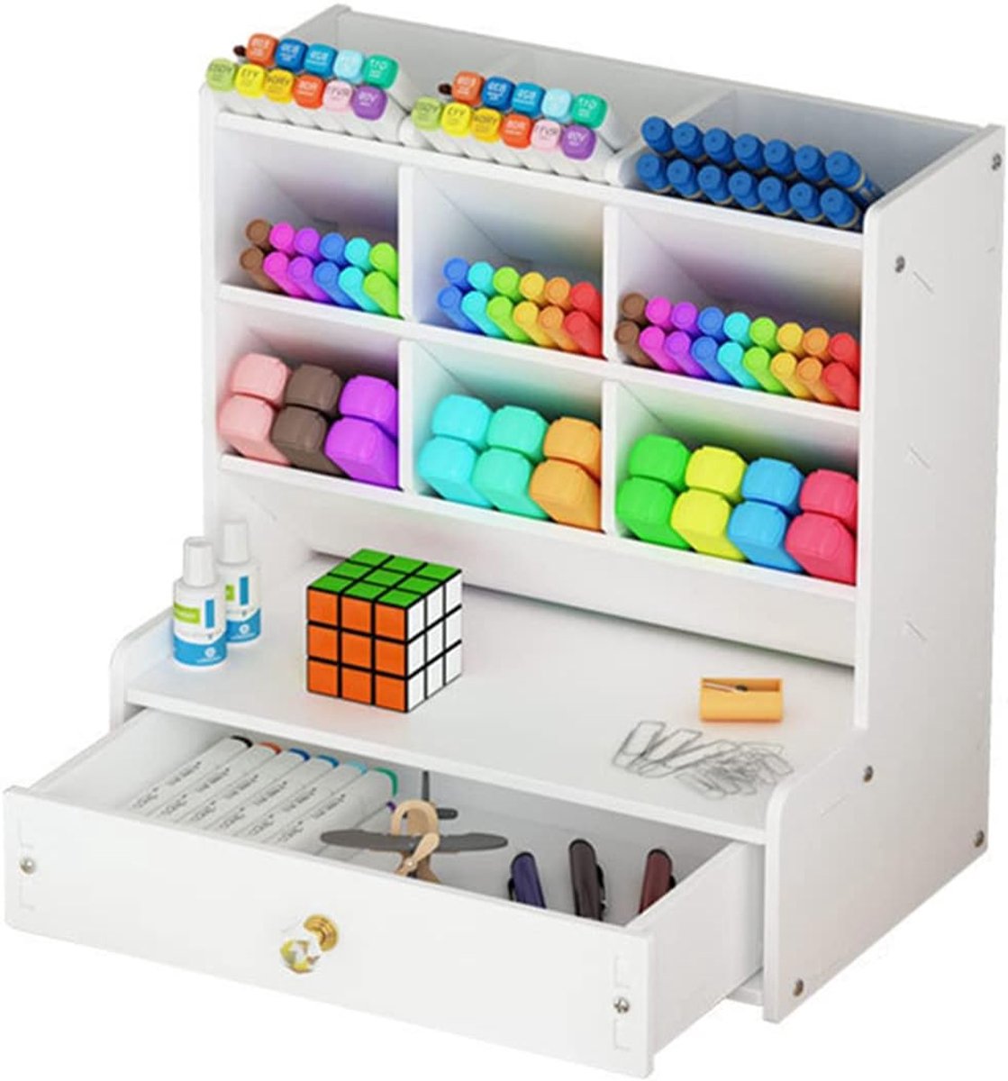 Desk Organizer potloodhouder - wit - multifunctionele opbergrek - ideaal voor thuiskantoor - ShopVlot
