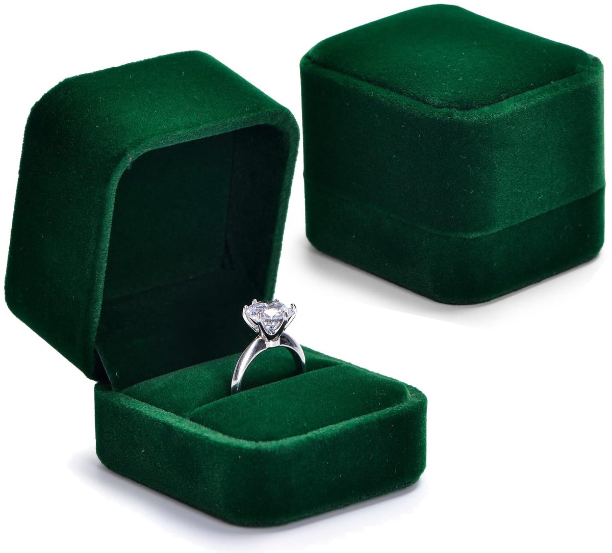Ringdoosje klein - groene fluwelen ringdoos - elegant design - perfect voor verloving - ShopVlot