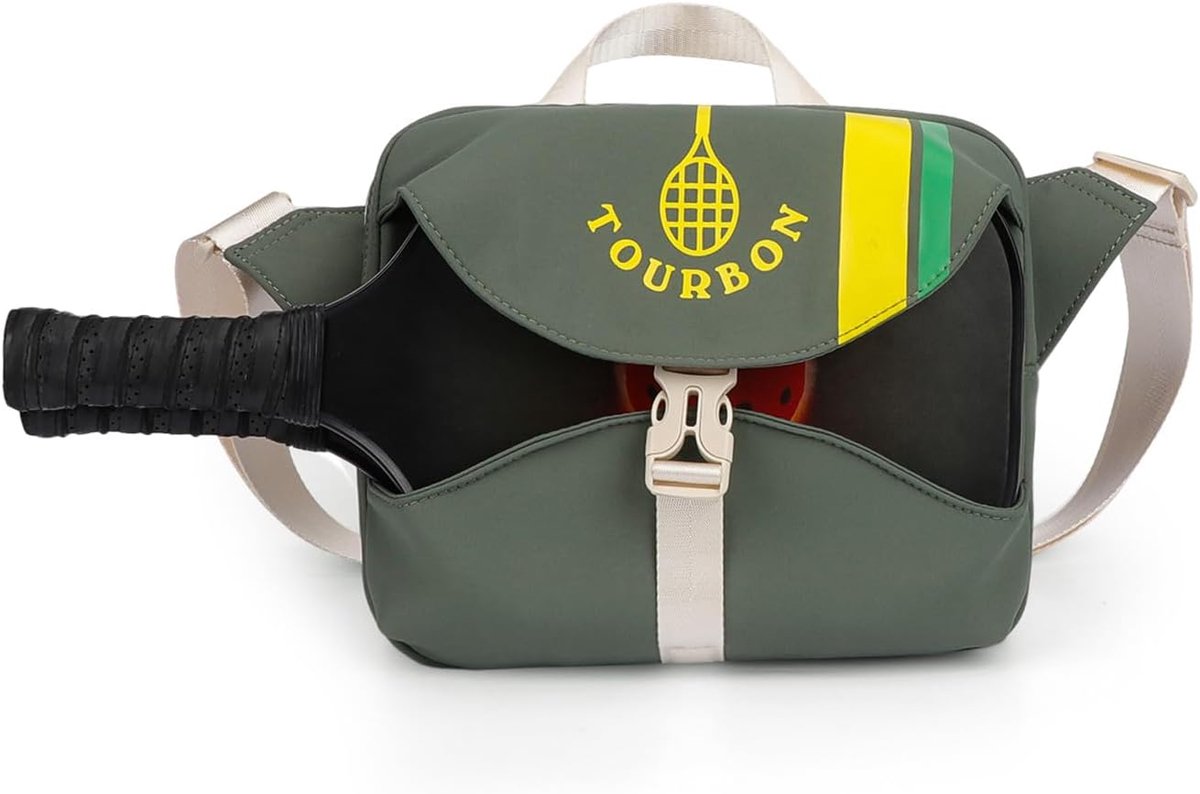 Tourbon Waterproof Nylon Pickleball Bags Sports Sling Bag with Pickleball Paddle Holder and Zipper Bags - ShopVlot