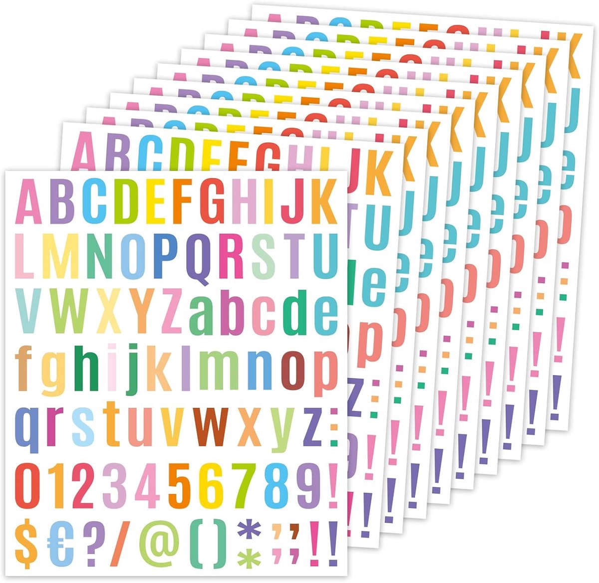 10 Sheets Colourful Number Letter Stickers, 800 Alphabet Stickers, Self-Adhesive Sticker Letters, Vinyl Number - ShopVlot