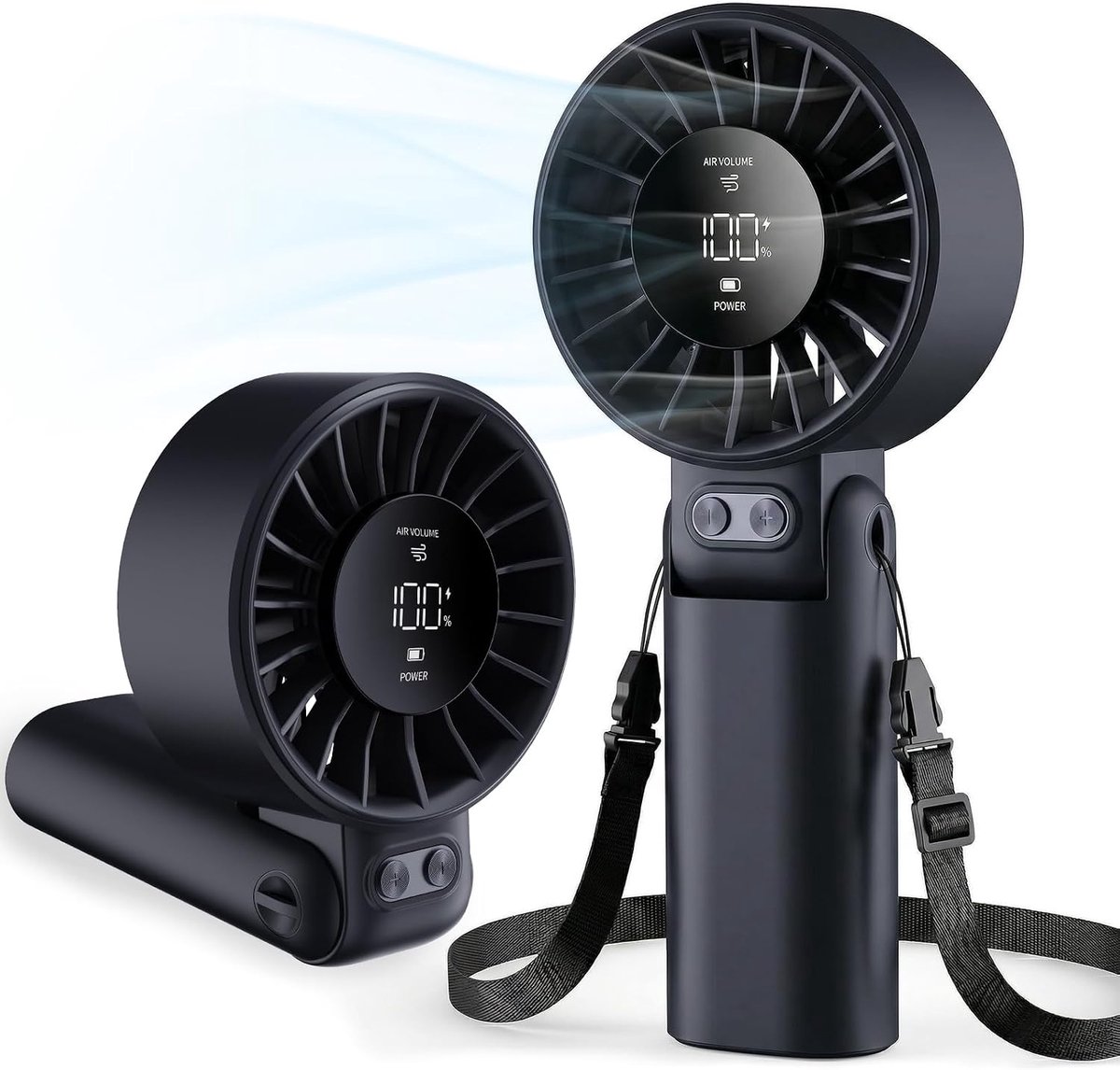 Handventilator Draagbaar Oplaadbaar 100 Snelheden LED Display 180° - ShopVlot