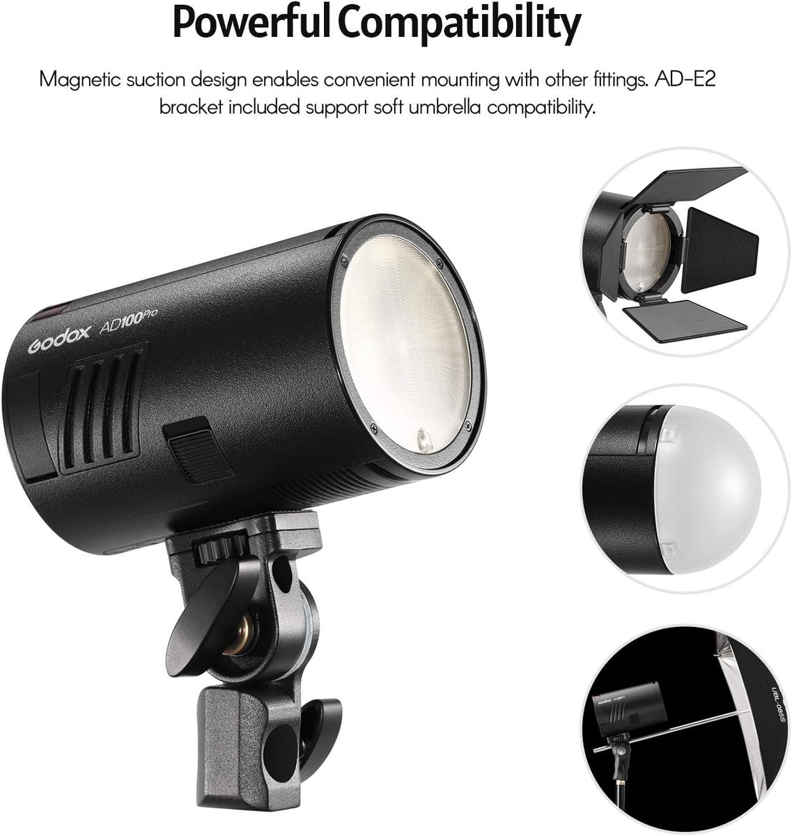 Draagbare Flitser voor Portretfotografie met OLED Display, 5800K, 1/8000s Sync en 2.4G Draadloos Systeem met Oplaadbare 2600mAh Batterij
