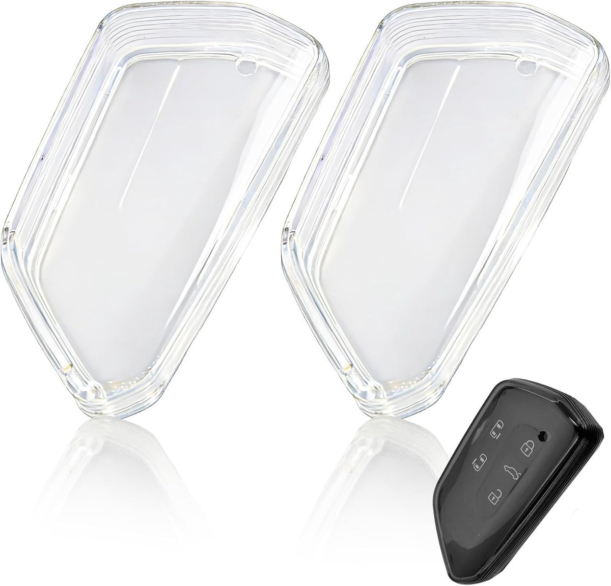 Set van 2 Sleutelhuls voor Golf 8 MK8 GTE GTI ID.3 ID.4 Leon MK4 Tarraco Ateca Octavia 4 Enyaq Formentor, Zachte TPU Sleutelcover, 360° Bescherming, Krasbestendig en Transparant