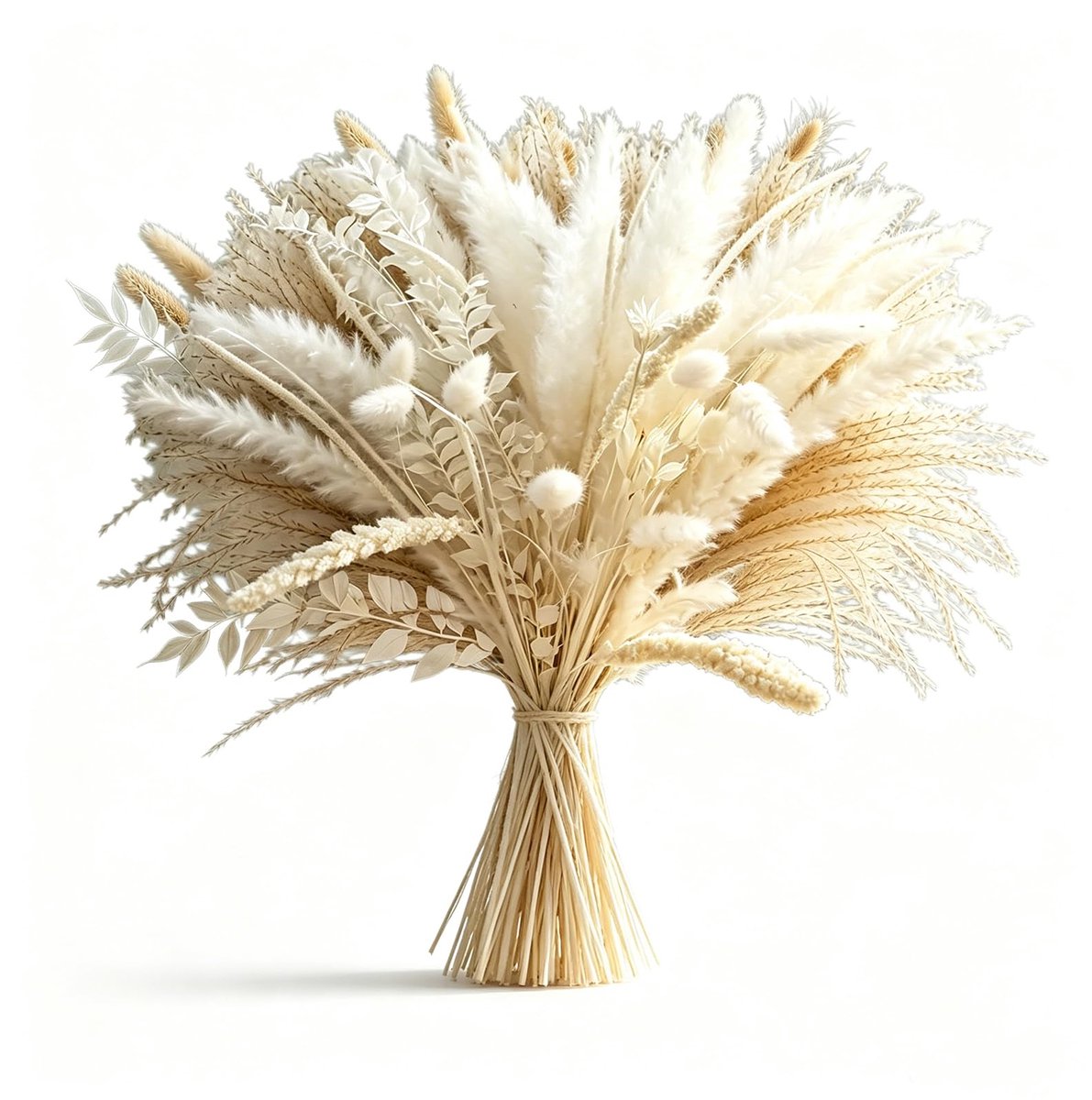 Pampasgras wit 70 stuks - droogbloemen 43 cm - 8 soorten boho vaasdecor - sfeervolle interieuraccenten - ShopVlot