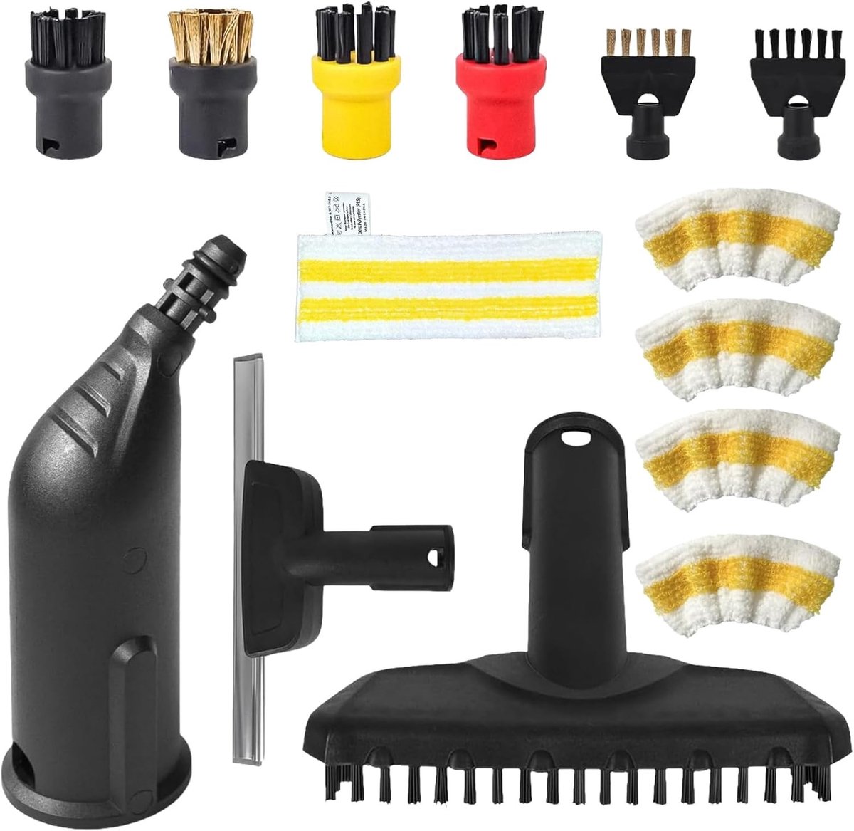 Set van 14 Stoomreiniger Accessoires met Ronde Borstels, Kierenborstels en Microvezeldoek
