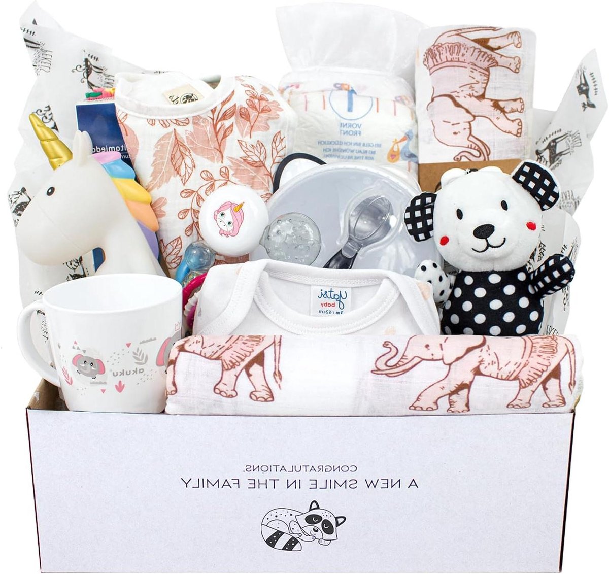 Babymand Cadeauset - Kraamcadeau Baby - Verwelkom Baby - Complete Inhoud - 33 cm Pakket - Multicolor
