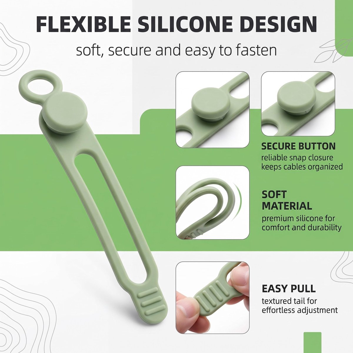 Kabel-organizers 12 stuks - herbruikbare siliconen binders - elastische kabelbinders - ShopVlot