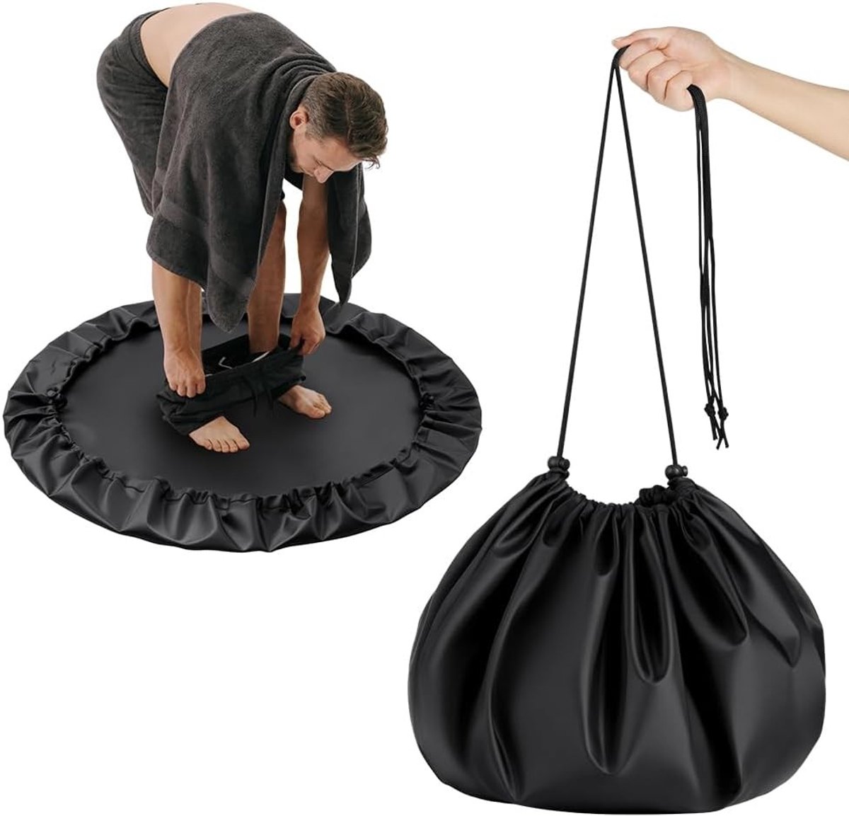Veranderbare verschoningsmat van 90 cm in zwart, ideaal voor onderweg, met antislip en waterdichte eigenschappen