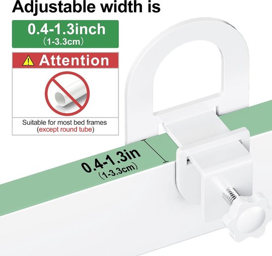 Verstelbare 4-delige antislip matrassteunen voor metalen bedframe, stabilisatoren en zijgrippers voor optimale matrasbeveiliging — afbeelding 2