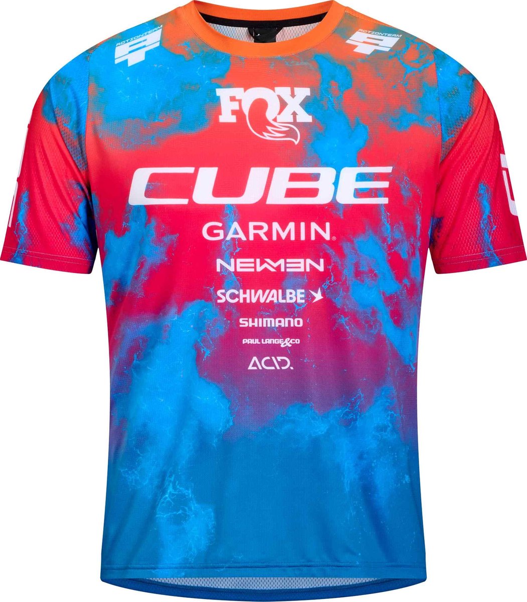 CUBE Fietsshirt MTB JERSEY X ACTIONTEAM S/S BLUE/PINK/ORANGE XXXL