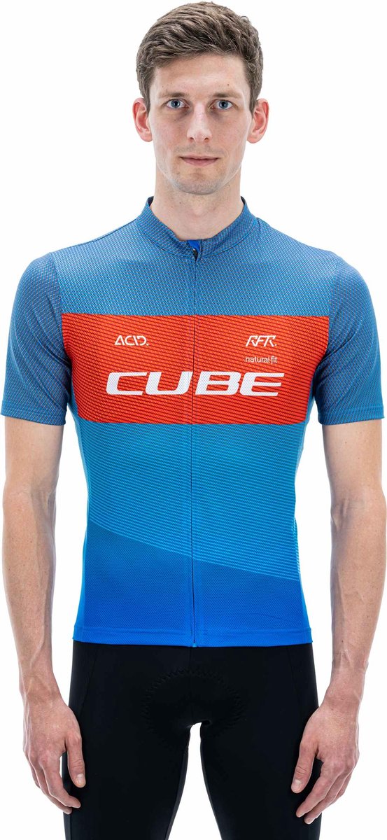 CUBE Fietsshirt TEAMLINE JERSEY CMPT S/S BLUE/RED/GREY L