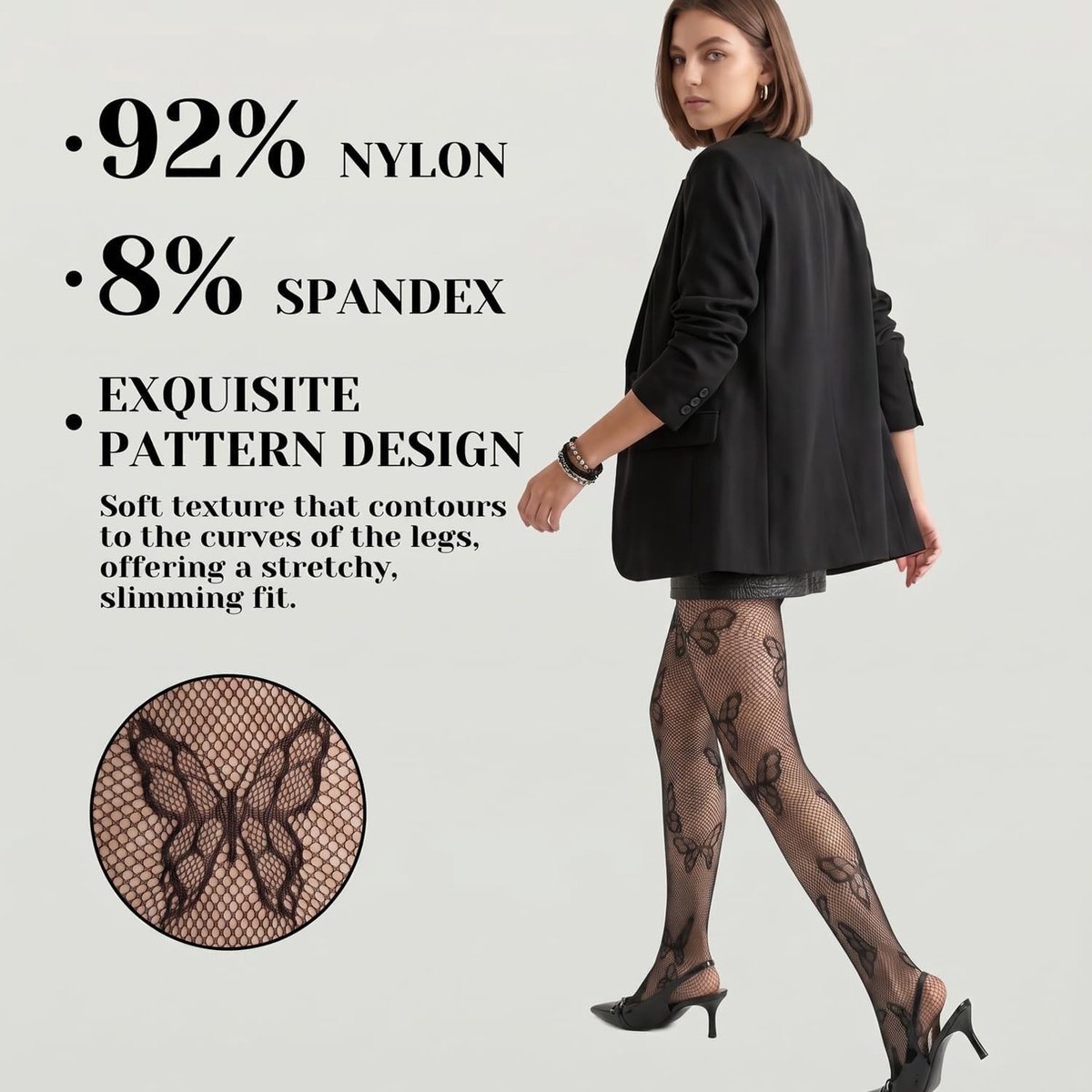 Elegante Hoge Taille Visnet Panty’s voor Vrouwen - 2 Paar Zwart, Perfect voor Feestjes en Casual Dagen