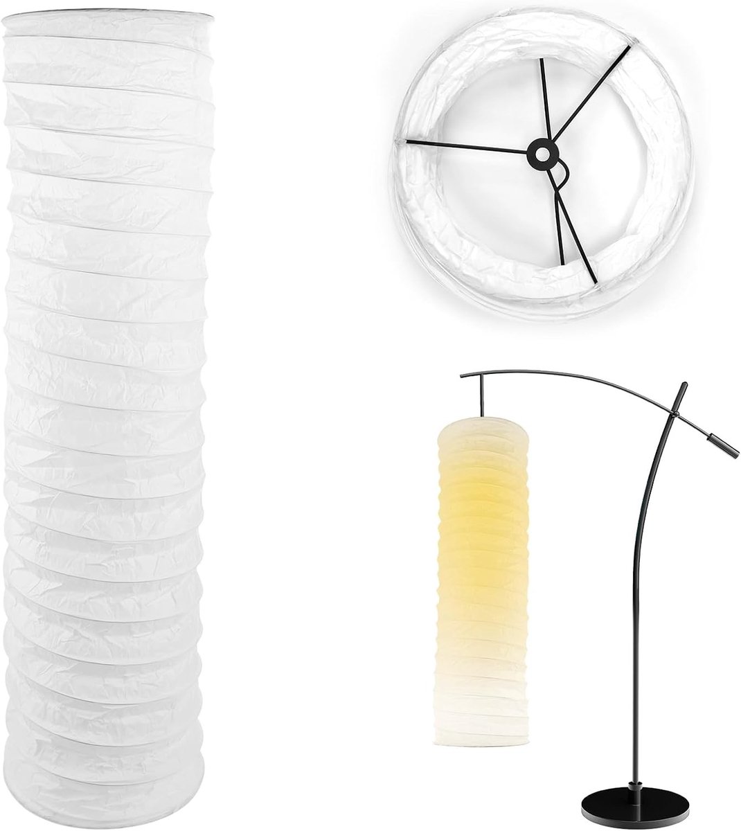 Vervangende Lampenkap van Papier, Geschikt voor Vloerlampen, Wit, 90 cm Hoog, Ideaal voor Thuisdecoratie en Sfeerverlichting