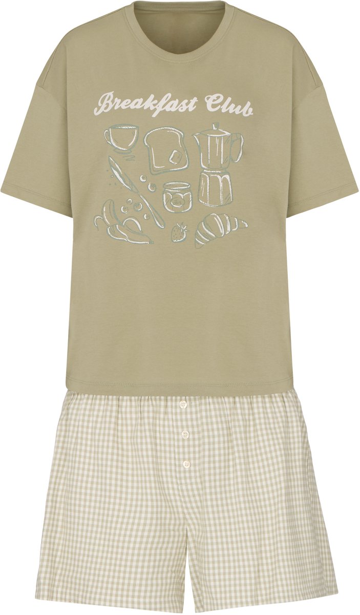 Hunkemöller Pyjamaset met Short en T-shirt Groen
