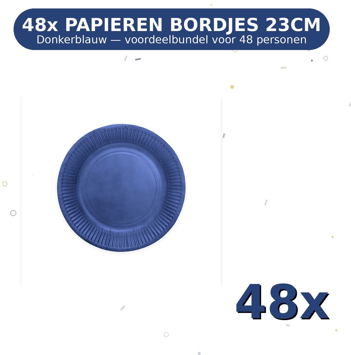 Bordjes 23cm FSC Donkerblauw - Voordeelverpakking 48 Stuks voor tot 48 Personen - Feestartikelen