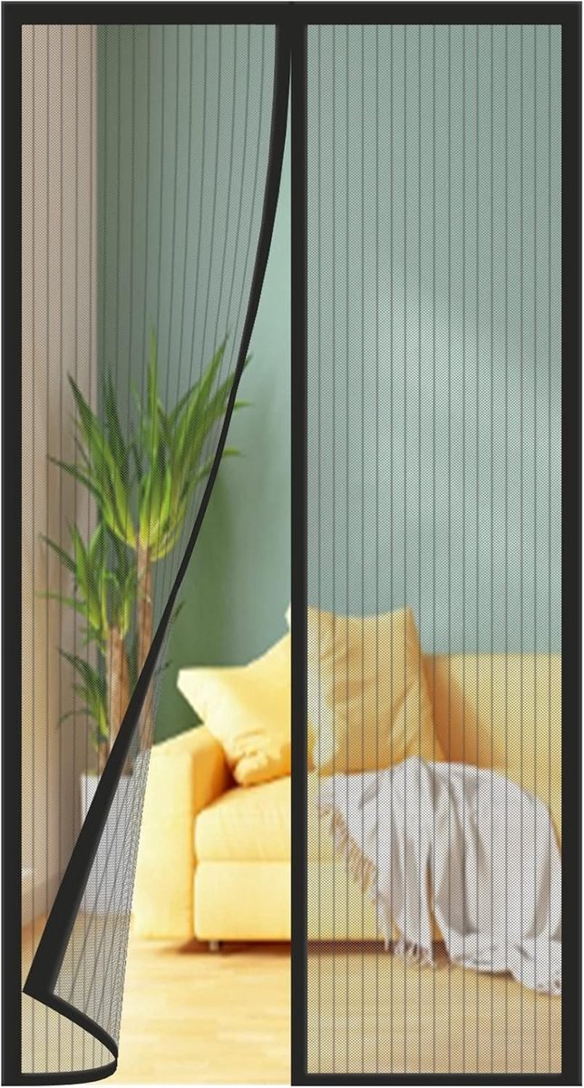 Magnetisch Vliegengaas voor Deur - Zwart - 105 x 215 cm - Insectengaas zonder Boren - Geschikt voor Balkon en Terras