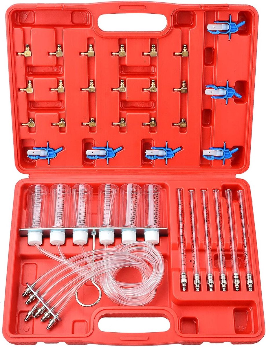 6-cilinder dieselinjector-debietmeter, adapterset, dieselterugloophoeveelheden, tester, common rail injector met 24 - ShopVlot
