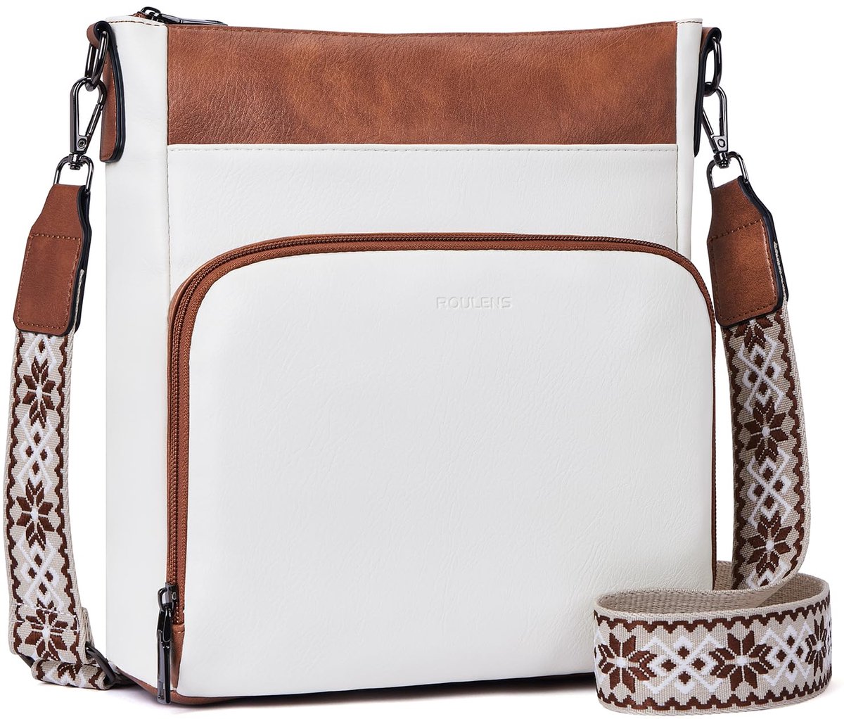 Roulens Crossbody tassen voor vrouwen, zachte veganistische leren middelgrote schouderhandtassen reistas met voorvak - ShopVlot