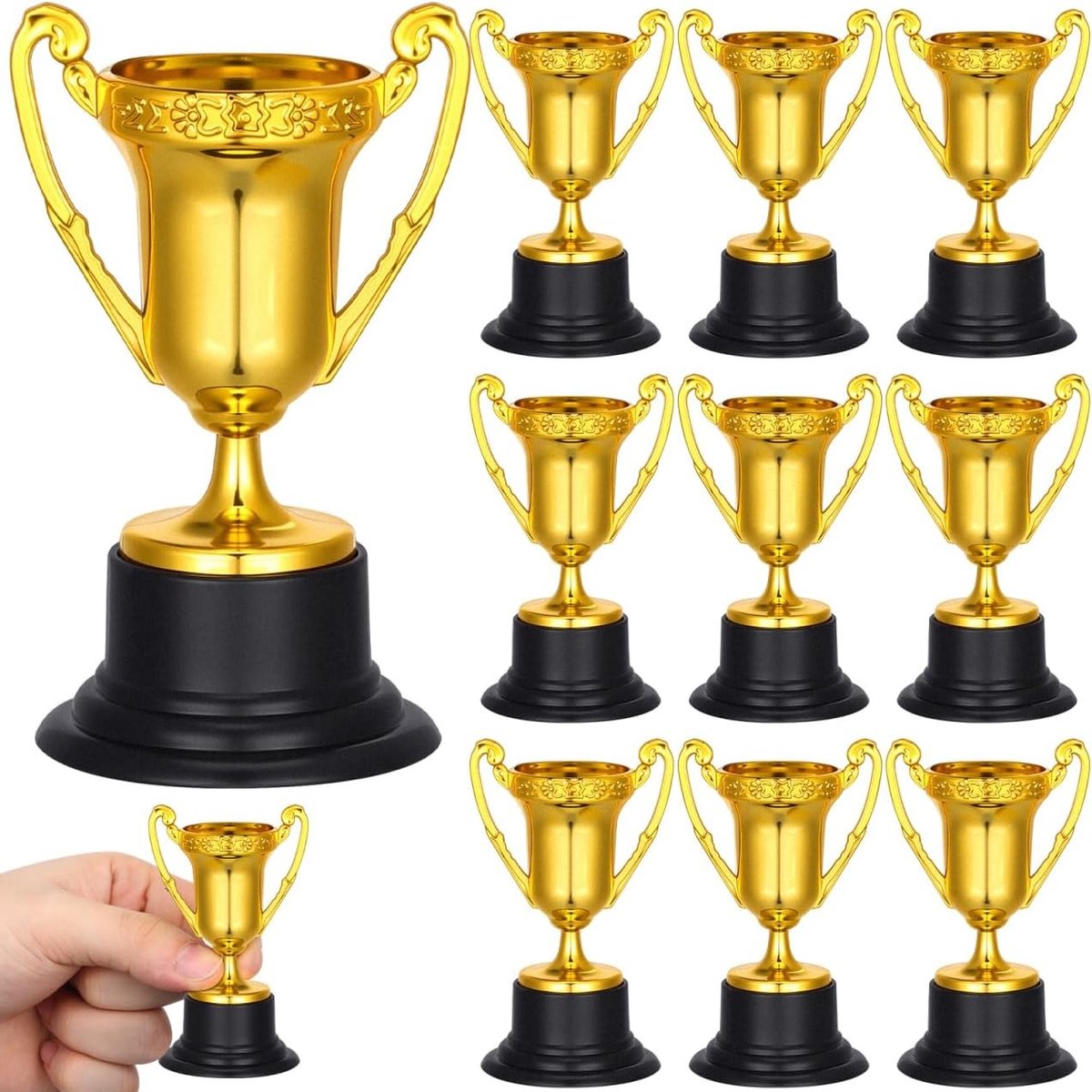 10 Stuks Gouden Trofeeën voor Kinderen - Fidget Speelgoed, Medailles voor Verjaardagsfeestjes en Sporttoernooien