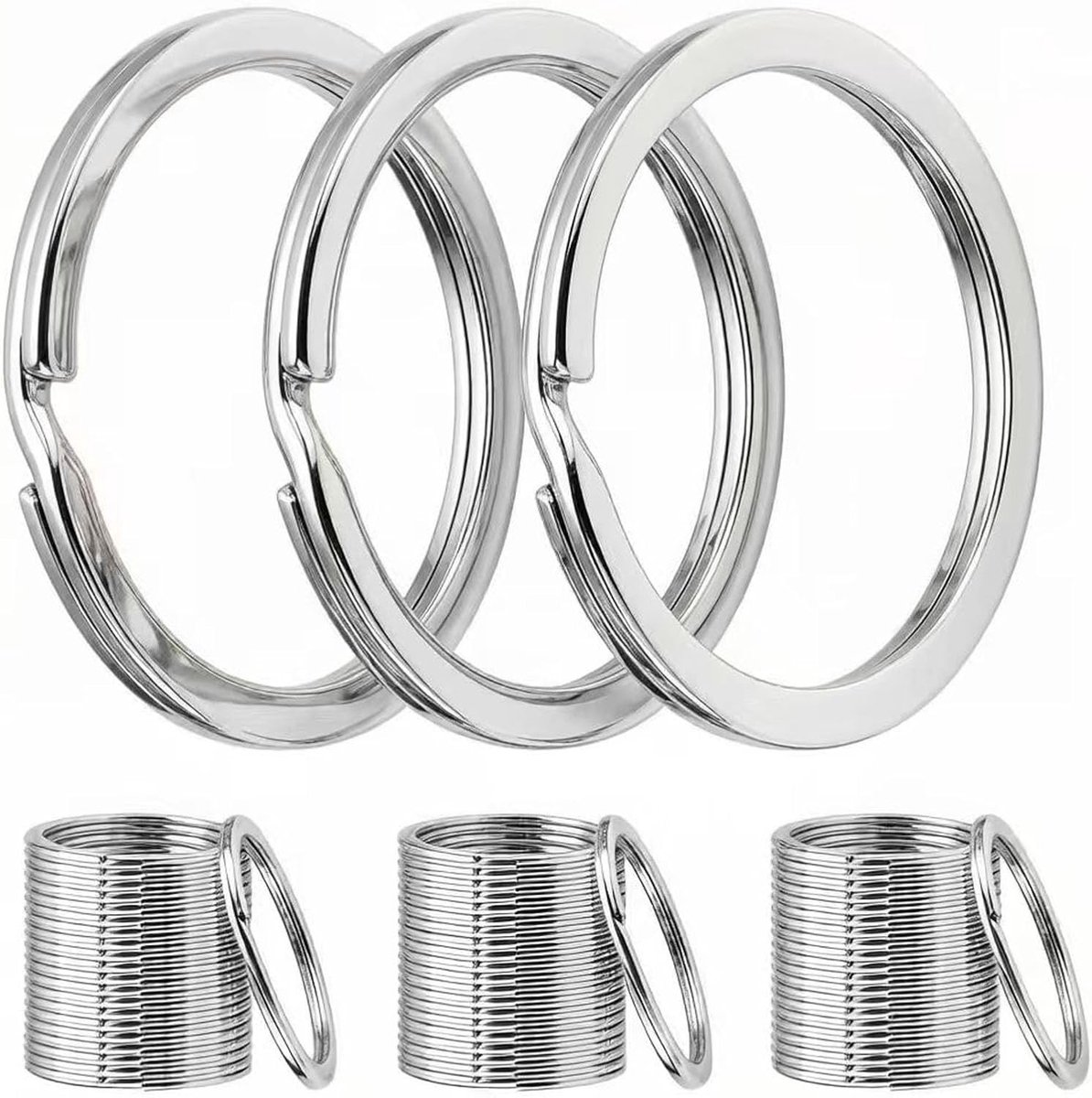 200 Metalen Sleutelringen 25 mm - Perfect voor Organisatie, Doe-het-zelf Projecten en Huissleutels - 200 Stuks in Zilver